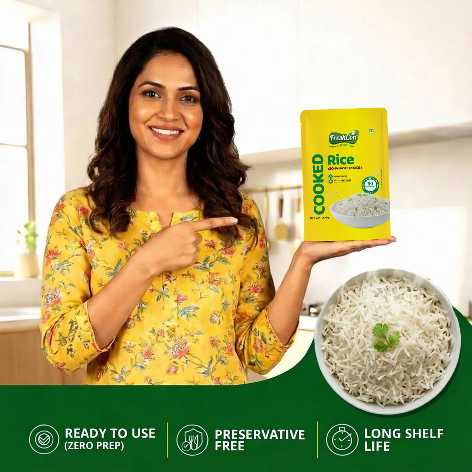 Ready-to-eat Cooked Sona Masoori Rice | No Preservatives - Image 7