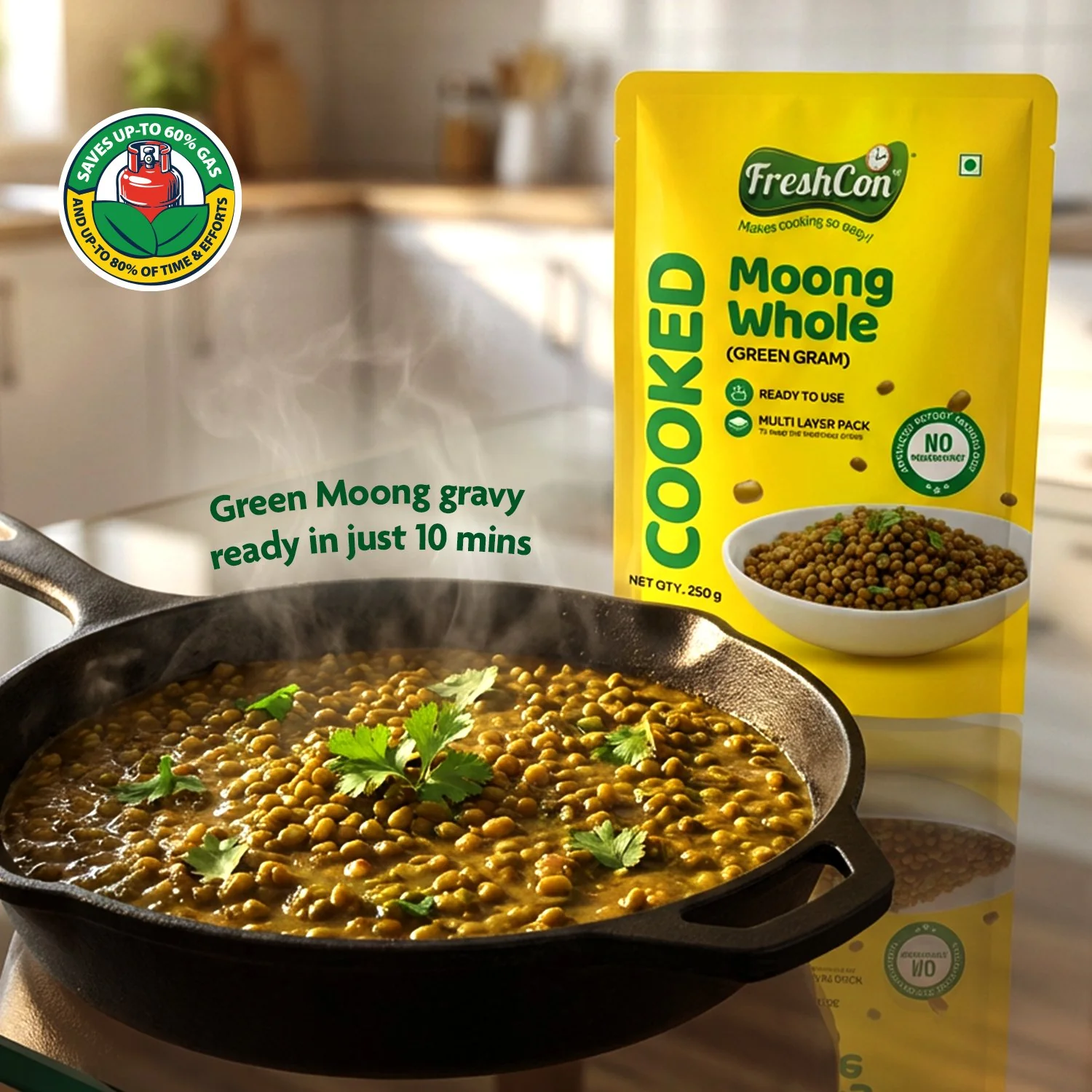 Ready-to-use Cooked Whole Moong (Green Gram) | No Preservatives - Image 3