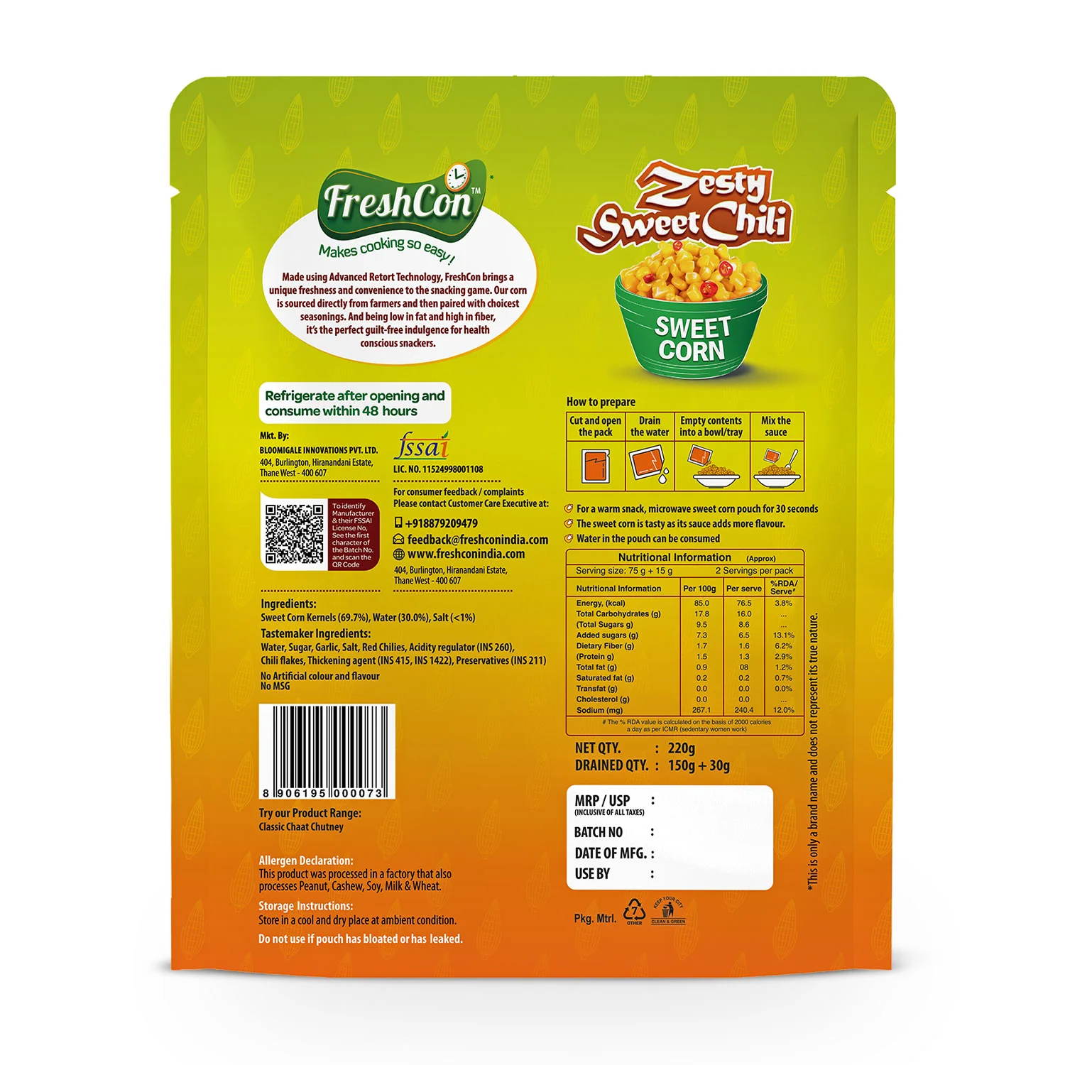 Ready-To-Eat Sweet Corn - Zesty Sweet Chili Flavour | No Preservatives - Image 8